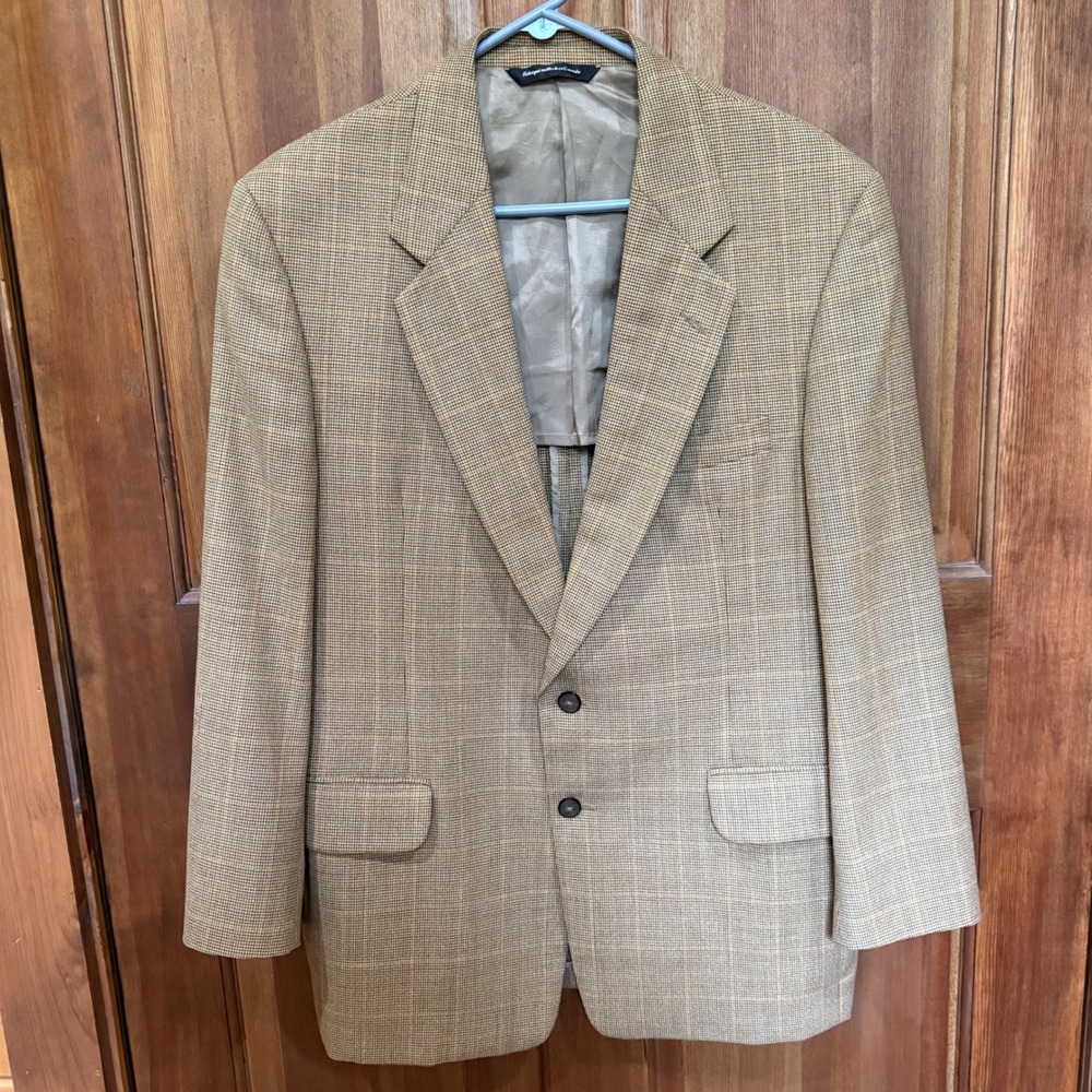 George Bass Mens Tan Houndstooth Hampton Windowpane Blazer Sport Coat 42R Canada